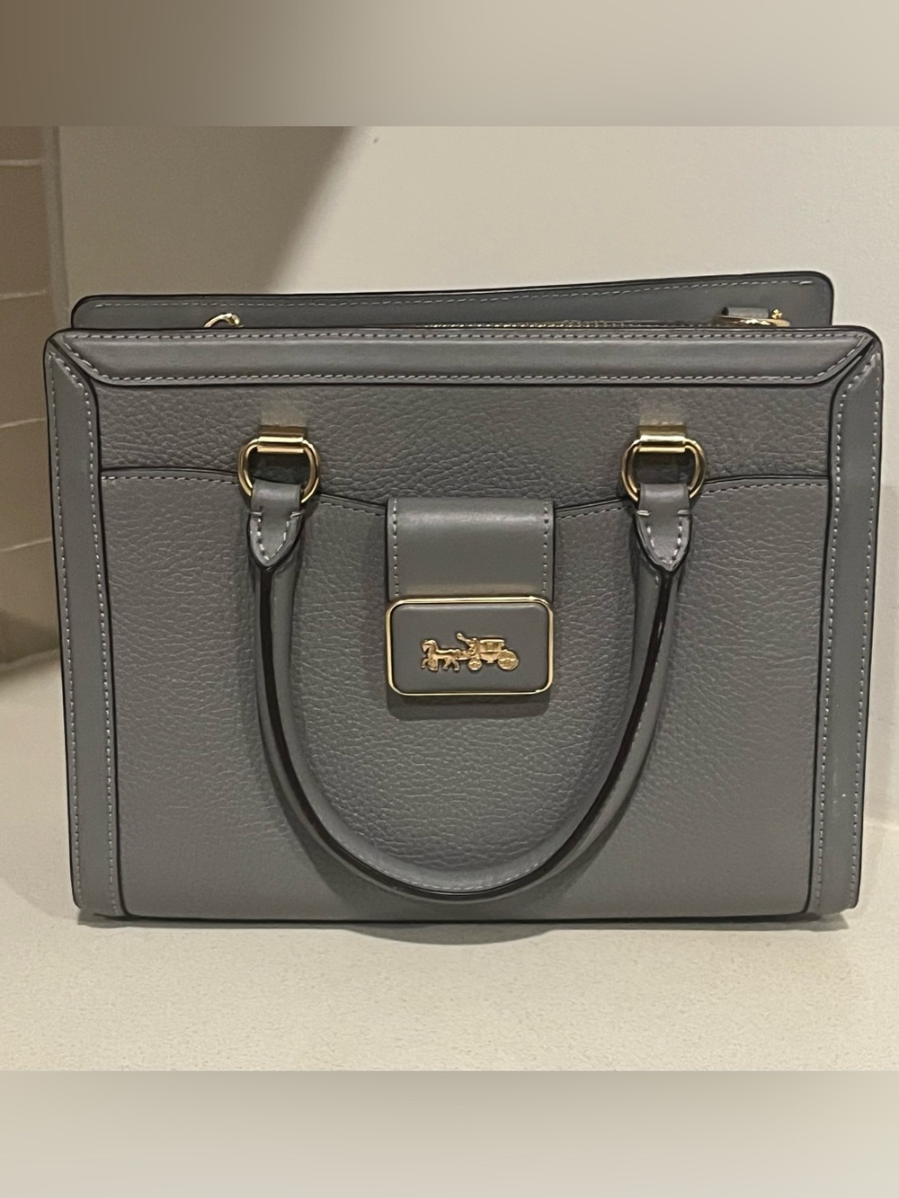 Coach Grey Faux Snake Skin Top Handle Mini Tote Bag Purse 🩶